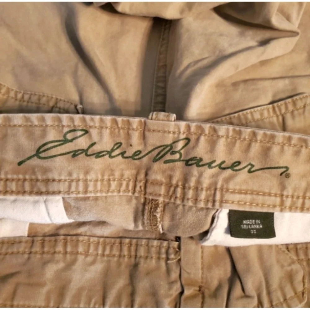 Eddie Bauer Cargo Shorts Men's Size 32 Khaki Beige 100% Cotton